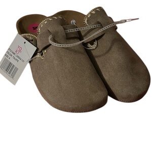 Yoki Taupe Mules with Buckle Detail